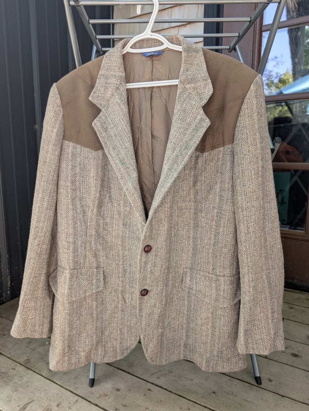 Vintage Pendleton Western Yoke Wool Blazer Suede Sz 46 USA